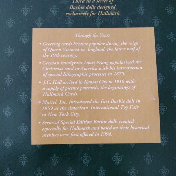 Yuletide Romance Barbie Third in the Series 1996 Mattel 15621 Hallmark SE NRFB - Picture 7 of 12